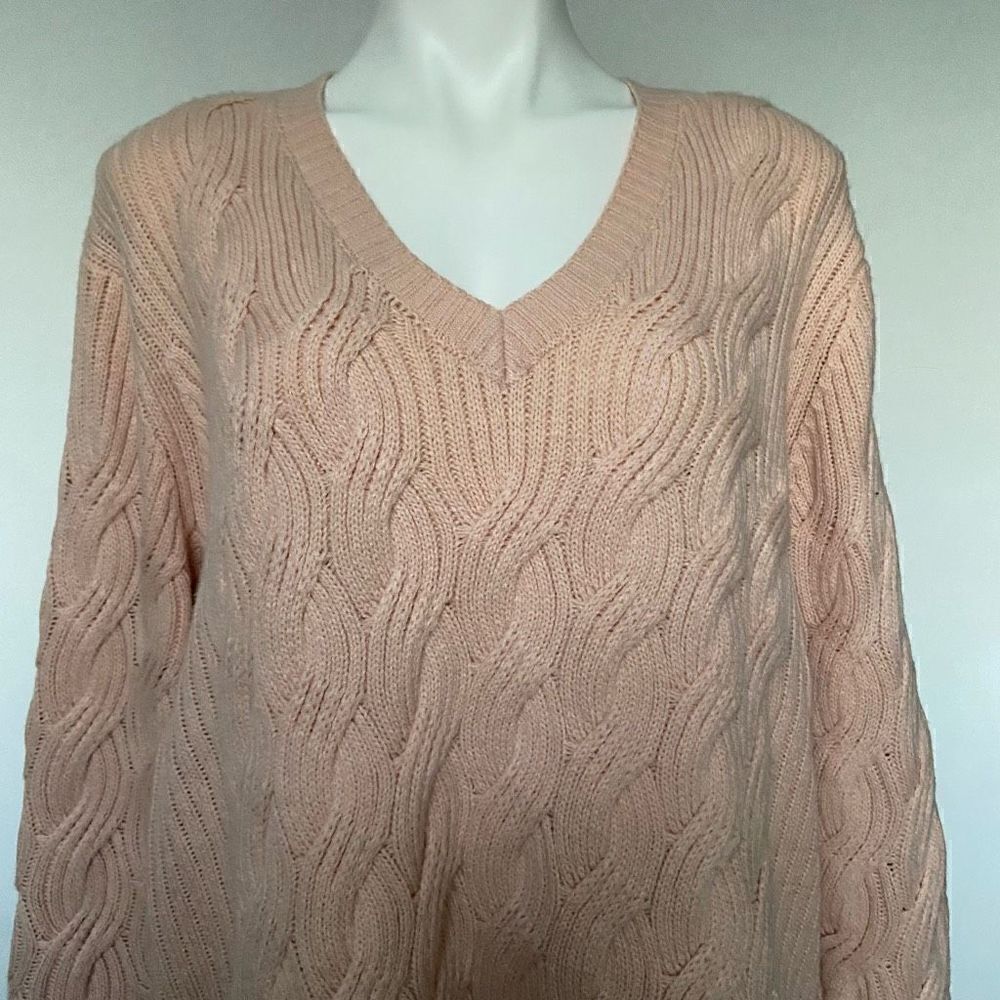 Calvin Klein Pink Knit V Neck Sweater - Picture 3 of 10